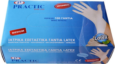 Practic Super Plus Γάντια Λάτεξ Χωρίς Πούδρα σε Λευκό Χρώμα 100τμχ  