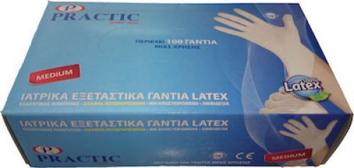 Practic Super Plus Γάντια Λάτεξ Με Πούδρα σε Λευκό Χρώμα 100τμχ 